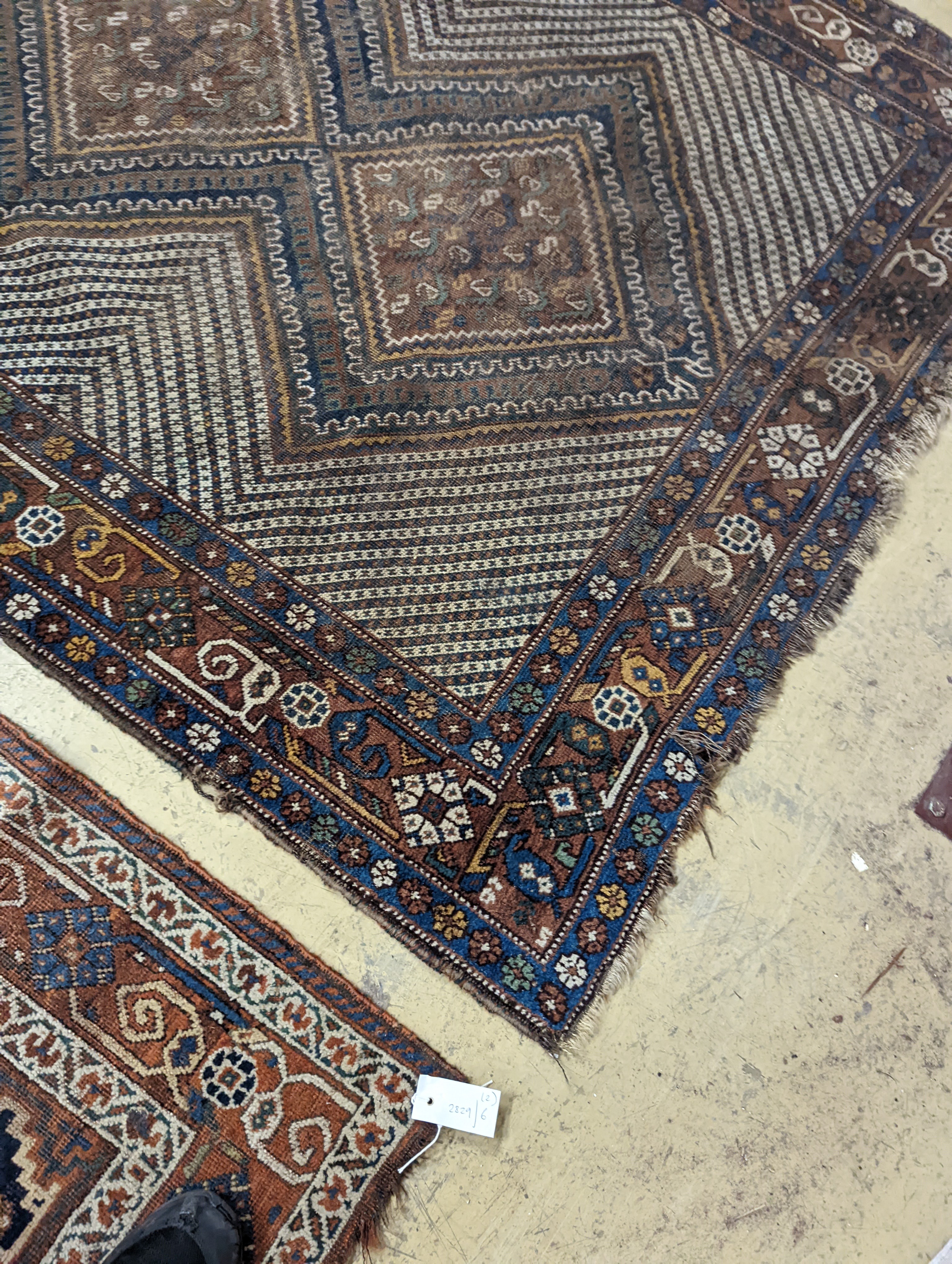 Two antique Caucasian rugs, larger 200 x 135cm